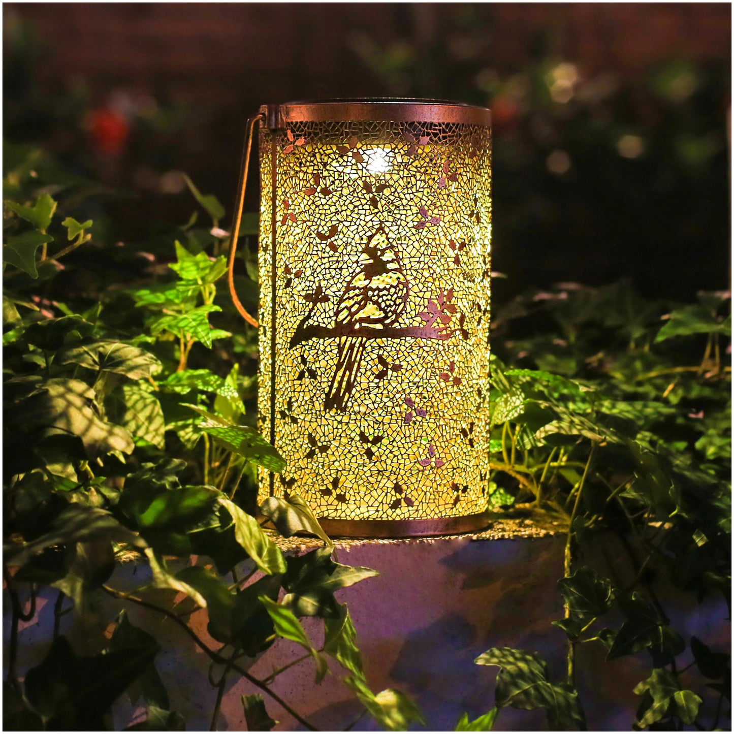 2 Pack Cardinal Outdoor Solar Hanging Lanterns Waterproof LED Solar Lights Metal Decorative Lanterns for Garden, Patio, Courtyard, Backyard, Yard Decor Unique Cardinal Gifts for Women Gardening