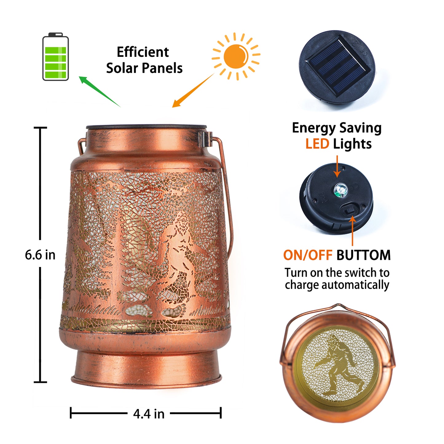 2 Pack Bigfoot Outdoor Solar Hanging Lanterns Waterproof LED Solar Lights Metal Decorative Lanterns for Garden, Patio, Courtyard, Backyard, Yard Decor Unique Bigfoot Gifts for Women Gardening