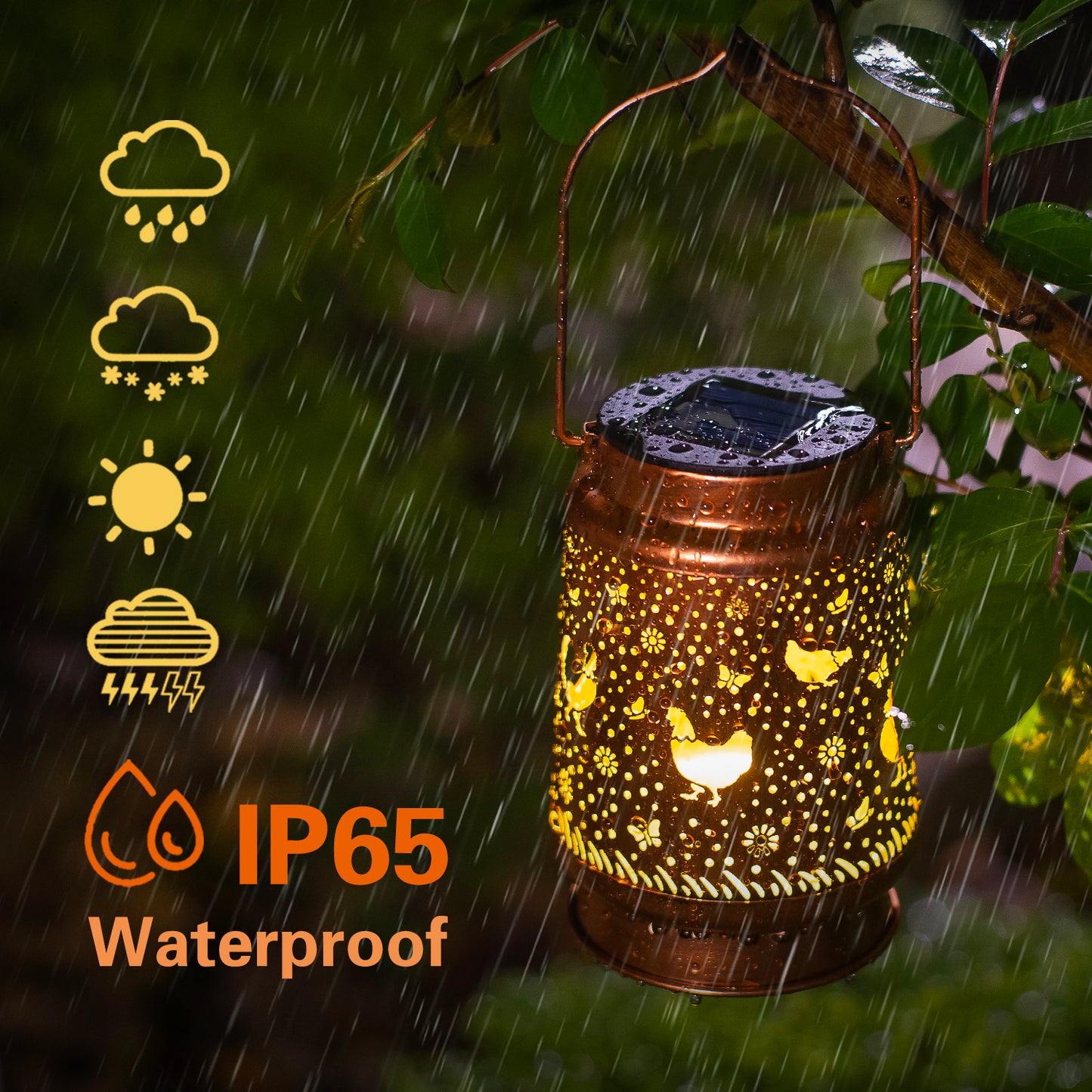 2 Pack Chicken Solar Lanterns Outdoor Waterproof Hanging Solar Lights Chicken Gifts for Women Men Metal Decorative LED Chicken Lanterns for Garden Decor,Yard,Patio,Lawn,Tabletop,Pathway,Landscape